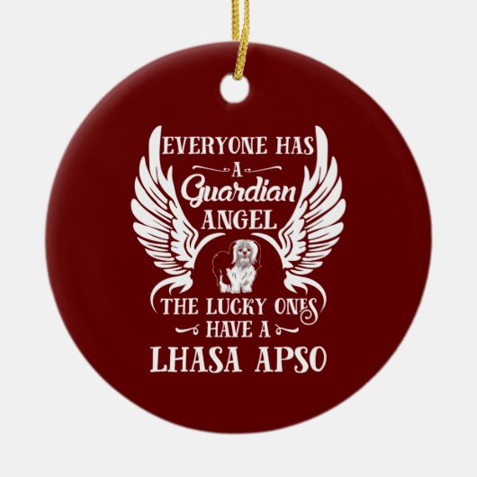 Lhasa Apso Hundespeichernengel Keramik Ornament (Vorne)