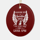 Lhasa Apso Hundespeichernengel Keramik Ornament (Links)