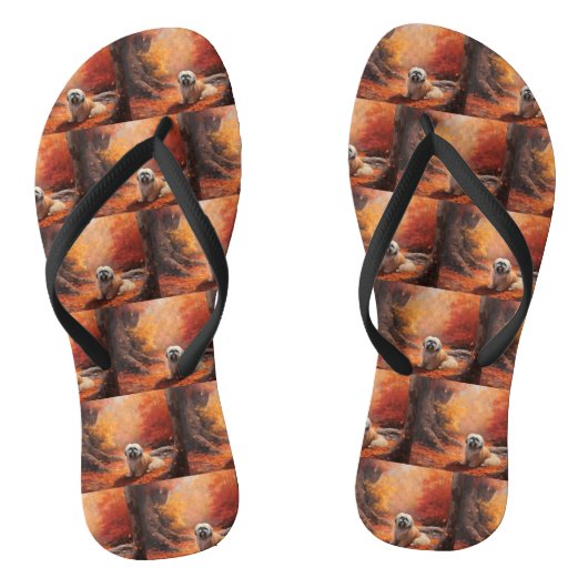 Lhasa Apso im Herbst Leaves Fall Inspiriert Badesandalen (Fußbett)