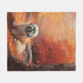 Lhasa Apso im Herbst Leaves Fall Inspiriert Fleecedecke (Vorderseite (Horizontal))