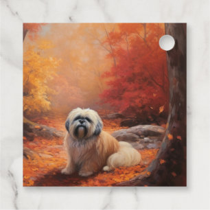 Lhasa Apso im Herbst Leaves Fall Inspiriert Geschenkanhänger