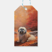 Lhasa Apso im Herbst Leaves Fall Inspiriert Geschenkanhänger (Rückseite)