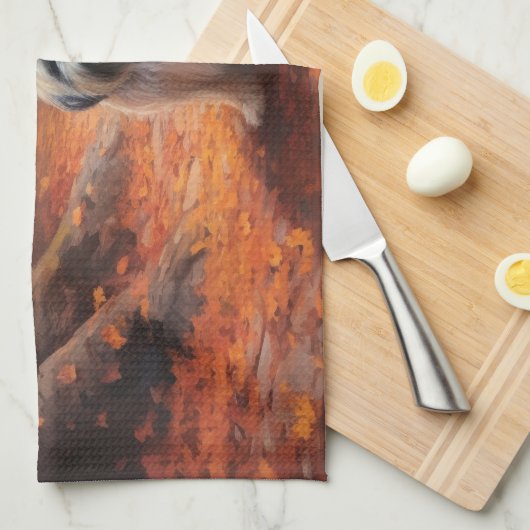 Lhasa Apso im Herbst Leaves Fall Inspiriert Geschirrtuch (Viertel Falte)