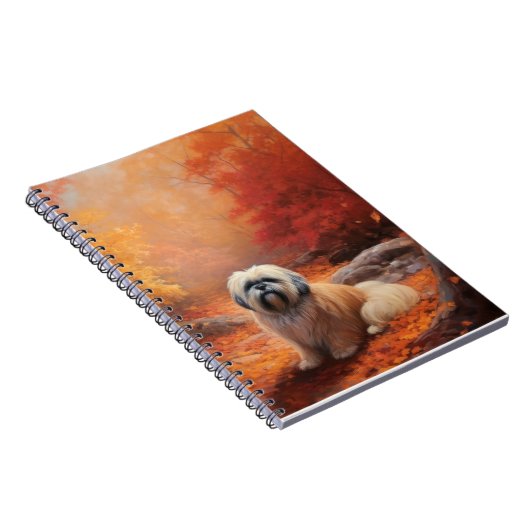 Lhasa Apso im Herbst Leaves Fall Inspiriert Notizblock (Rechte Seite)