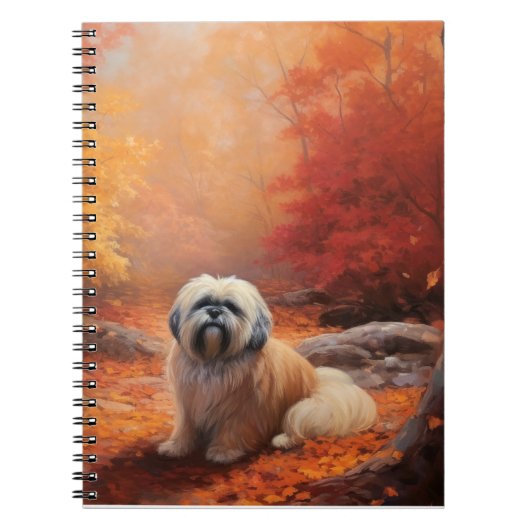 Lhasa Apso im Herbst Leaves Fall Inspiriert Notizblock (Vorderseite)