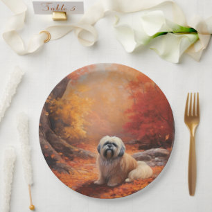 Lhasa Apso im Herbst Leaves Fall Inspiriert Pappteller
