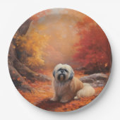 Lhasa Apso im Herbst Leaves Fall Inspiriert Pappteller (Vorderseite)