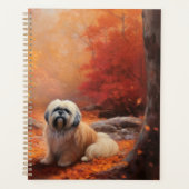 Lhasa Apso im Herbst Leaves Fall Inspiriert Planer (Vorderseite)