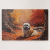 Lhasa Apso im Herbst Leaves Fall Inspiriert Puzzle (Horizontal)