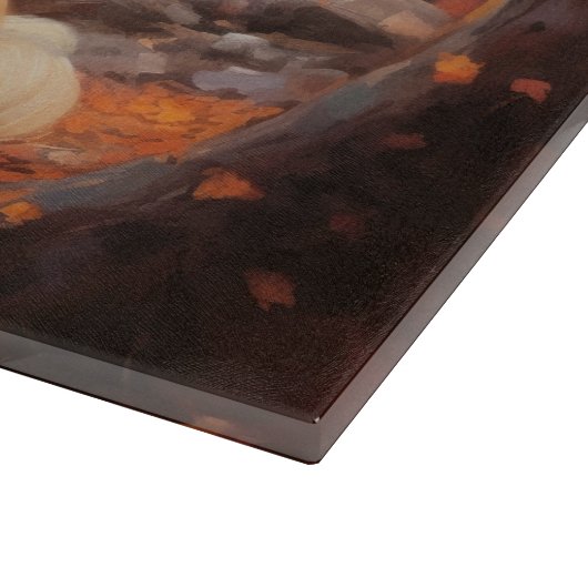 Lhasa Apso im Herbst Leaves Fall Inspiriert Schneidebrett (Ecke)