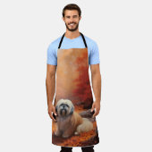 Lhasa Apso im Herbst Leaves Fall Inspiriert Schürze (Getragen)