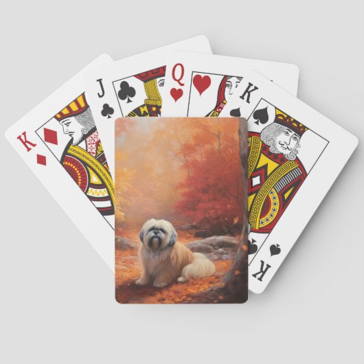 Lhasa Apso im Herbst Leaves Fall Inspiriert Spielkarten (Rückseite)