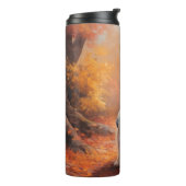 Lhasa Apso im Herbst Leaves Fall Inspiriert Thermosbecher (Nach links gedreht)