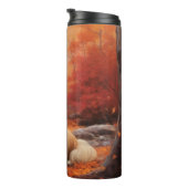 Lhasa Apso im Herbst Leaves Fall Inspiriert Thermosbecher (Nach rechts gedreht)