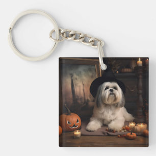 Lhasa Apso Kürbisse Halloween Gruselig Schlüsselanhänger