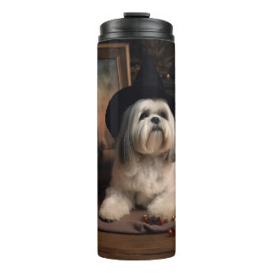 Lhasa Apso Kürbisse Halloween Gruselig Thermosbecher