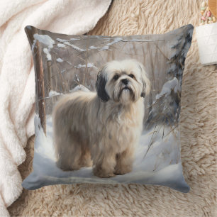 Lhasa Apso Lass es schneien Weihnachten Kissen