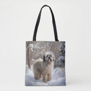 Lhasa Apso Lass es schneien Weihnachten Tasche