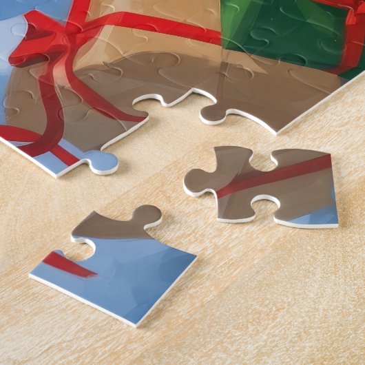 Lhasa Apso läuft in Snow mit Weihnachtshut Puzzle (Seite)