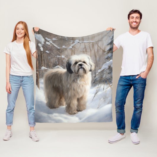 Lhasa Apso Let It Snow Weihnachten Fleecedecke (Beispiel)