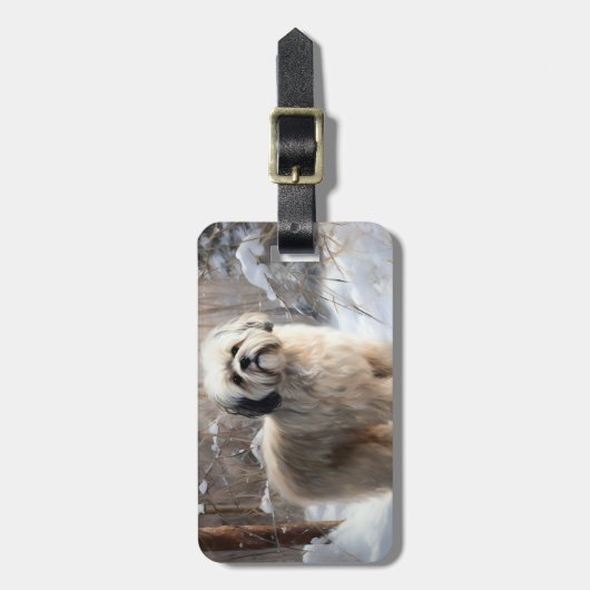 Lhasa Apso Let It Snow Weihnachten Gepäckanhänger (Vorderseite vertikal)