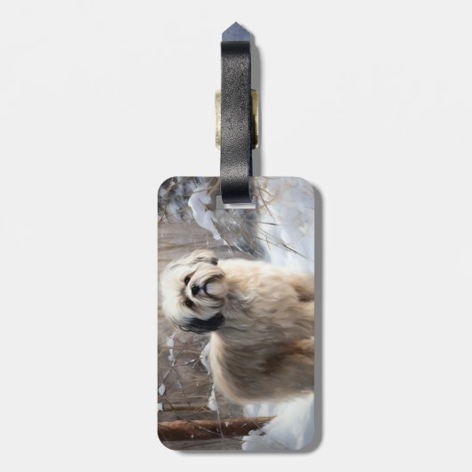 Lhasa Apso Let It Snow Weihnachten Gepäckanhänger (Rückseite vertikal)