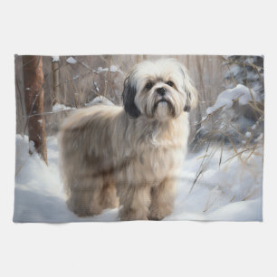 Lhasa Apso Let It Snow Weihnachten Geschirrtuch
