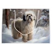 Lhasa Apso Let It Snow Weihnachten Große Geschenktüte (Vorderseite)