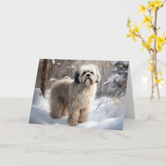 Lhasa Apso Let It Snow Weihnachten Karte (Gelbe Blume)