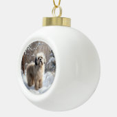 Lhasa Apso Let It Snow Weihnachten Keramik Kugel-Ornament (Rechts)