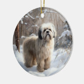 Lhasa Apso Let It Snow Weihnachten Keramik Ornament (Links)