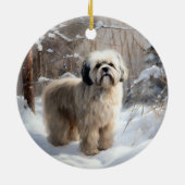 Lhasa Apso Let It Snow Weihnachten Keramik Ornament (Hinten)