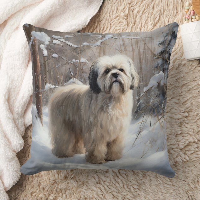Lhasa Apso Let It Snow Weihnachten Kissen (Decke)