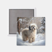 Lhasa Apso Let It Snow Weihnachten Magnet (Vorderseite/Rückseite)