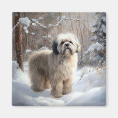 Lhasa Apso Let It Snow Weihnachten Magnet (Vorne)