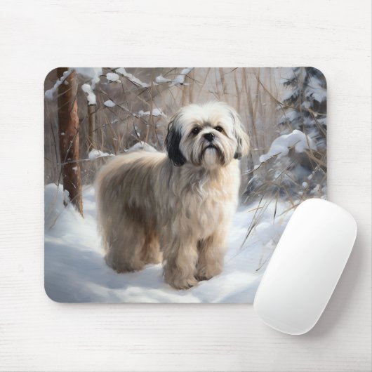 Lhasa Apso Let It Snow Weihnachten Mousepad (Mit Mouse)