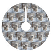 Lhasa Apso Let It Snow Weihnachten Polyester Weihnachtsbaumdecke (Vorderseite)