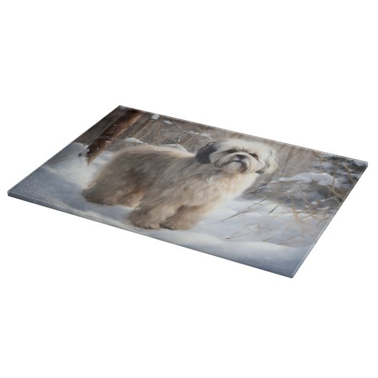 Lhasa Apso Let It Snow Weihnachten Schneidebrett (Ecke)