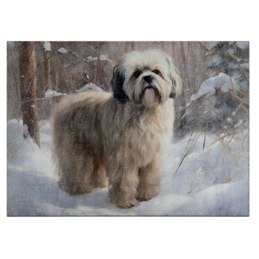 Lhasa Apso Let It Snow Weihnachten Schneidebrett (Vorderseite)