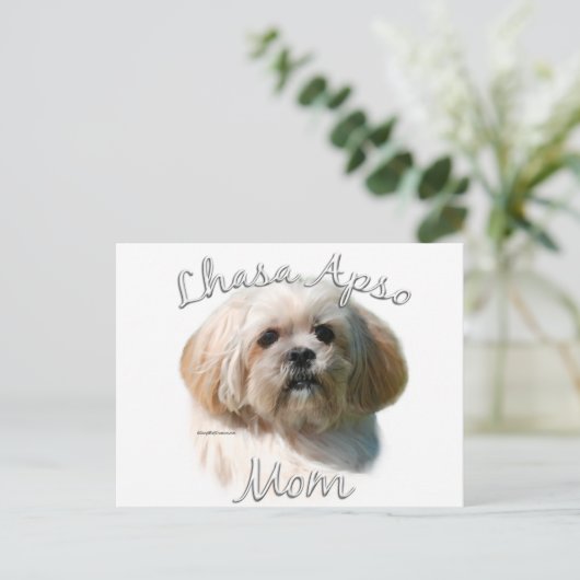 Lhasa Apso Mama 2 Postkarte (Stehend Vorderseite)