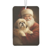 Lhasa Apso mit dem Weihnachtsmann Weihnachten Autolufterfrischer (Rückseite)
