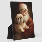 Lhasa Apso mit dem Weihnachtsmann Weihnachten Fotoplatte (Seite)