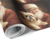 Lhasa Apso mit dem Weihnachtsmann Weihnachten Geschenkpapier (Rolleneckpunkt)