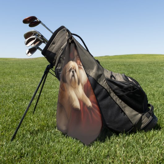 Lhasa Apso mit dem Weihnachtsmann Weihnachten Golfhandtuch (Gras)