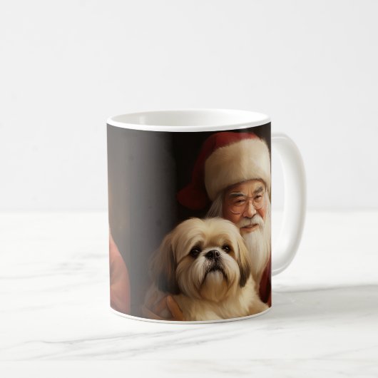 Lhasa Apso mit dem Weihnachtsmann Weihnachten Kaffeetasse (VorderseiteRechts)