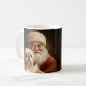 Lhasa Apso mit dem Weihnachtsmann Weihnachten Kaffeetasse (Vorderseite Links)