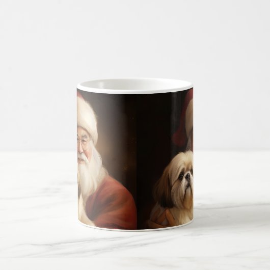 Lhasa Apso mit dem Weihnachtsmann Weihnachten Kaffeetasse (Mittel)