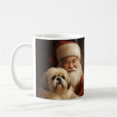 Lhasa Apso mit dem Weihnachtsmann Weihnachten Kaffeetasse (Links)