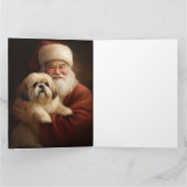 Lhasa Apso mit dem Weihnachtsmann Weihnachten Karte (Innenseite)