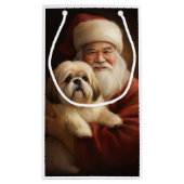 Lhasa Apso mit dem Weihnachtsmann Weihnachten Kleine Geschenktüte (Rückseite)